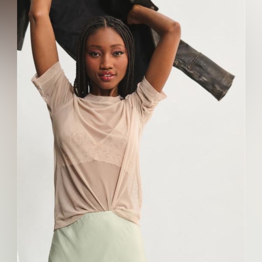 Anthropologie Porridge Mesh Short Sleeved Shirt - NWT - M